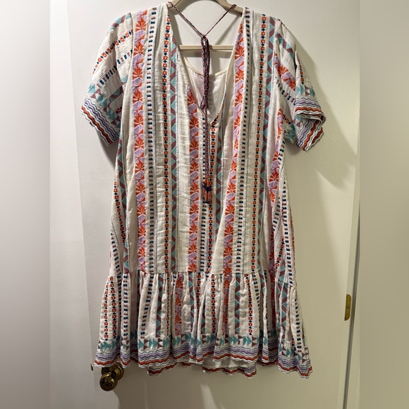 Anthropologie DUET Tildie Embroidered Tunic Dress multi color Tassel - Picture 3 of 6
